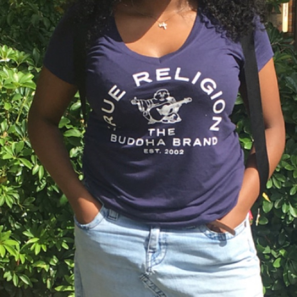 Navy blue true religion T-shirt